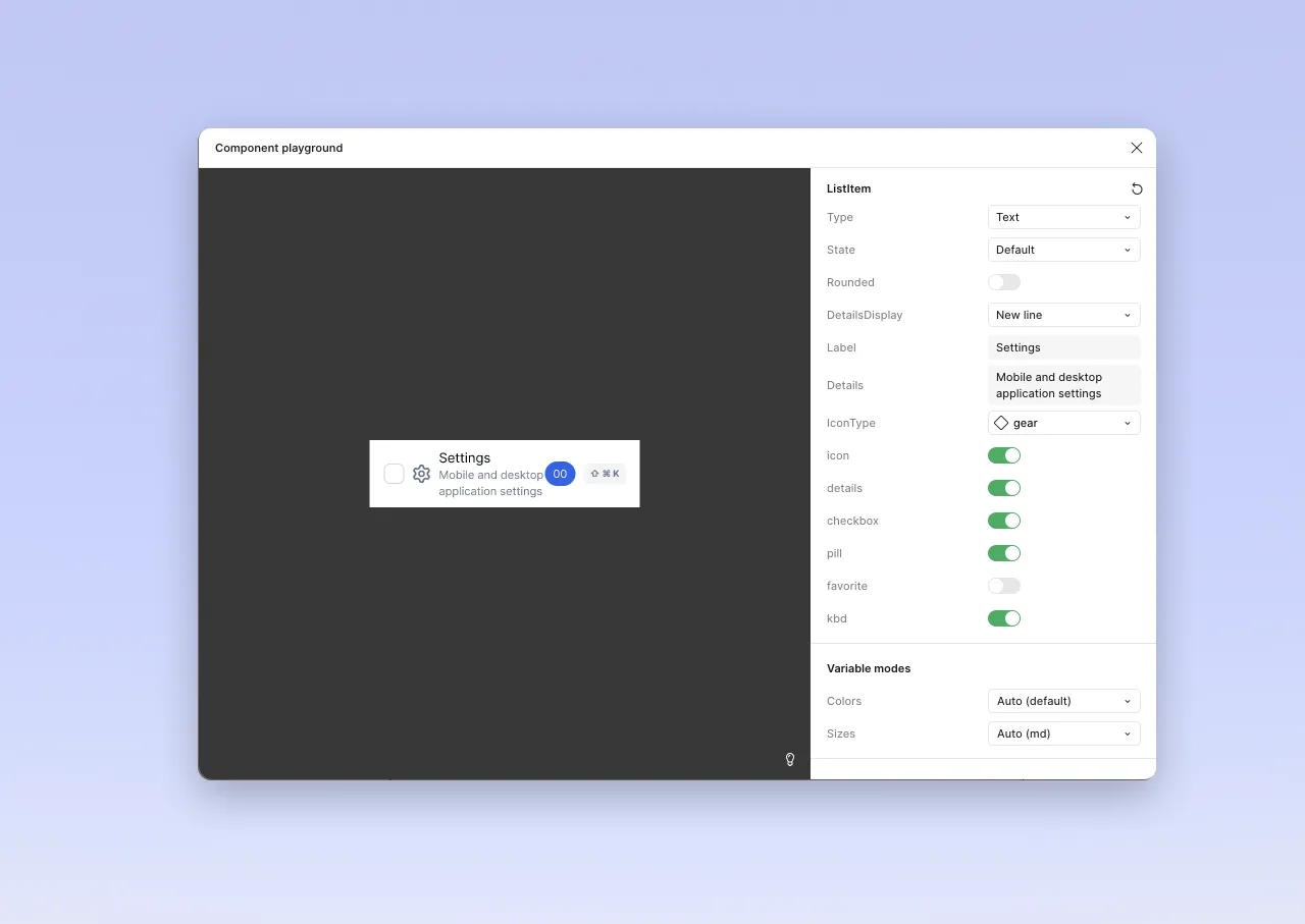 View of Button component properties in Figma